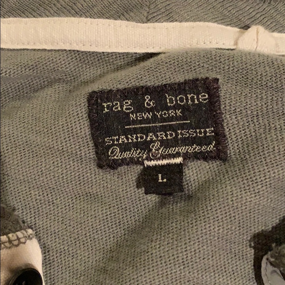 rag & bone Mens Large Gray Sage Long Sleeve Henley - Picture 6 of 8
